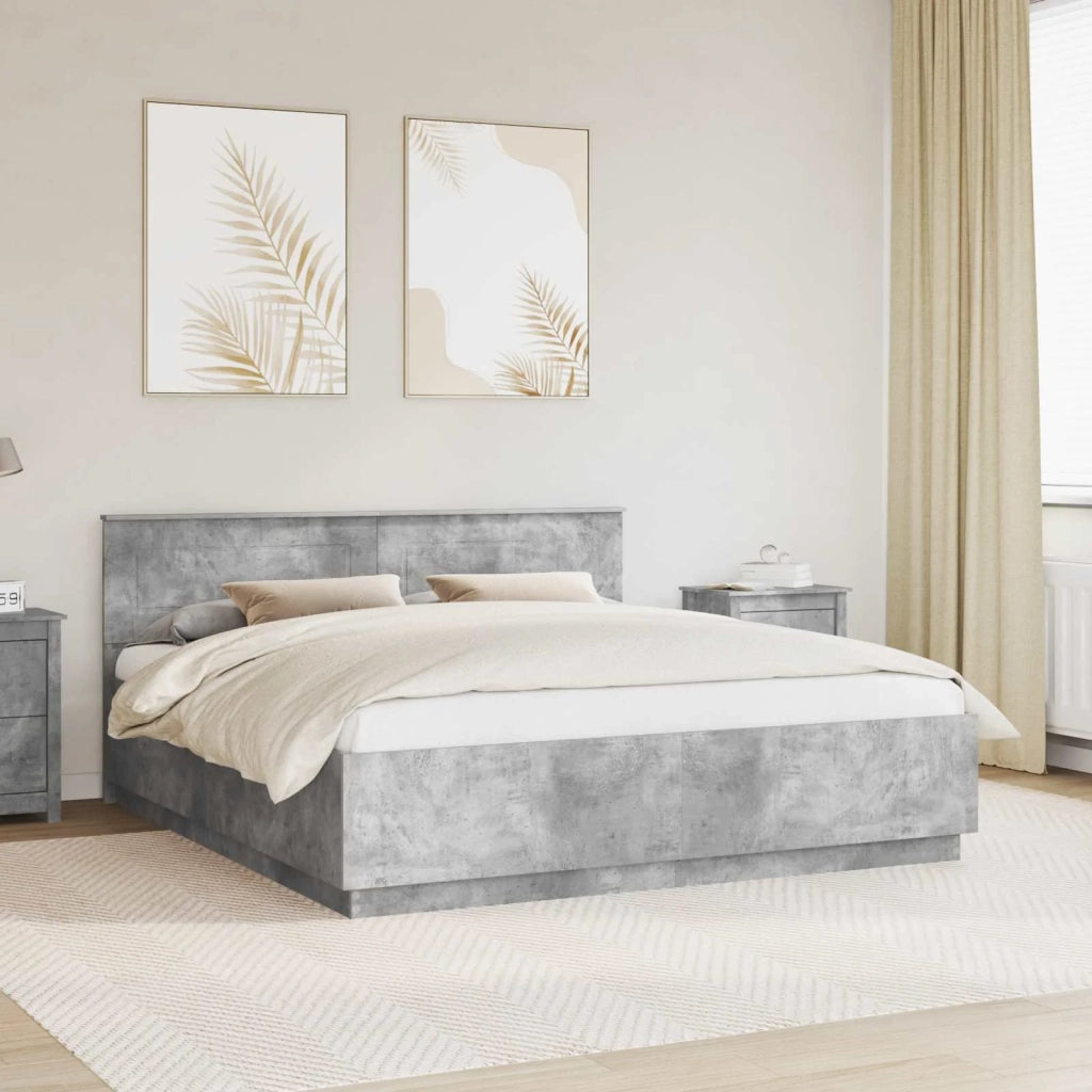 Struttura del letto con strisce LED Grigio cemento 200 x 200 cm 3408043