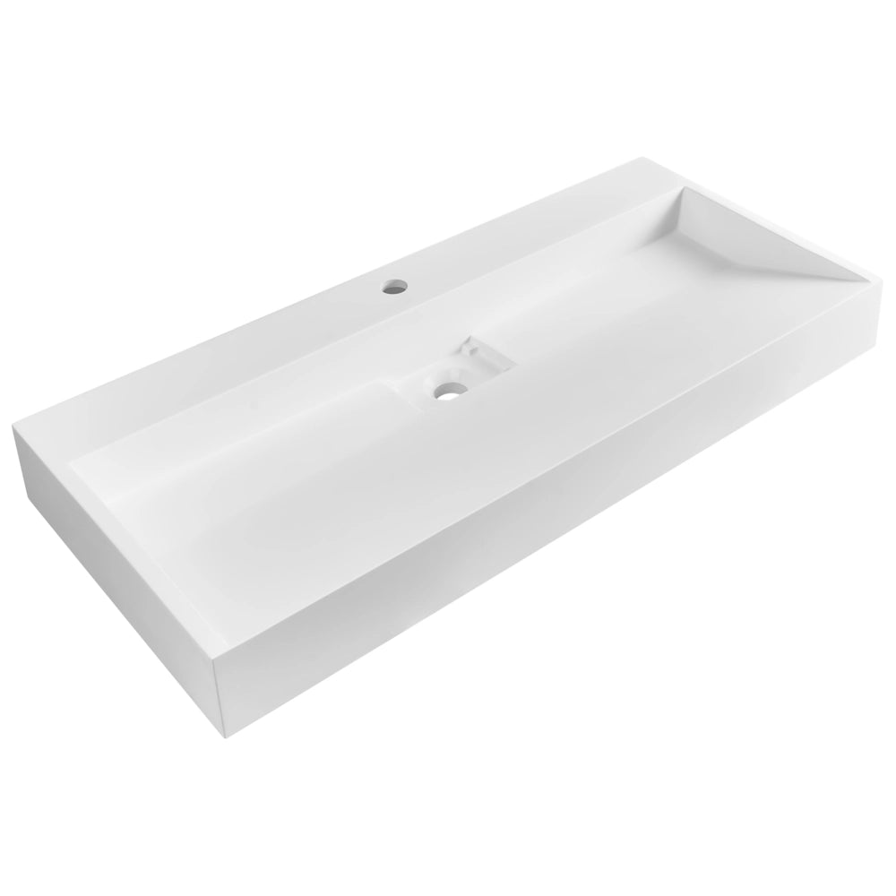 Lavabo bagno classico rettangolare in ceramica finitura lucida 100 x 46 cm Bianco Lavello da bagno rettangolare