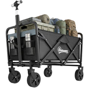 Carrello da Giardino Pleghevole con 4 Ruote ¨C zephmum ¨C Nero 77x50x63-93 cm