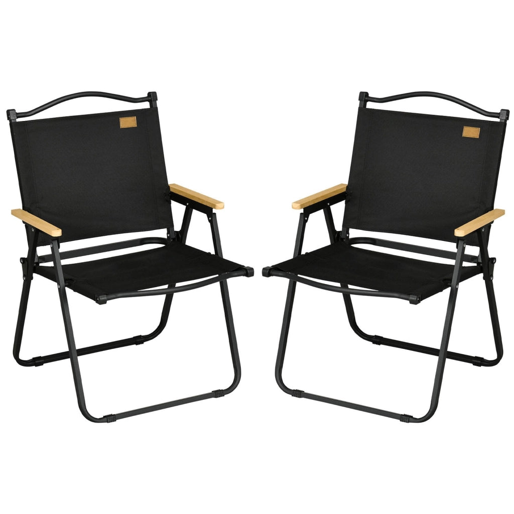Set 2 Sedie per Esterni 54x59x78 cm Seduta in Tessuto Oxford e Acciaio  Nero
