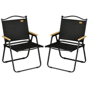 Set 2 Sedie per Esterni 54x59x78 cm Seduta in Tessuto Oxford e Acciaio  Nero