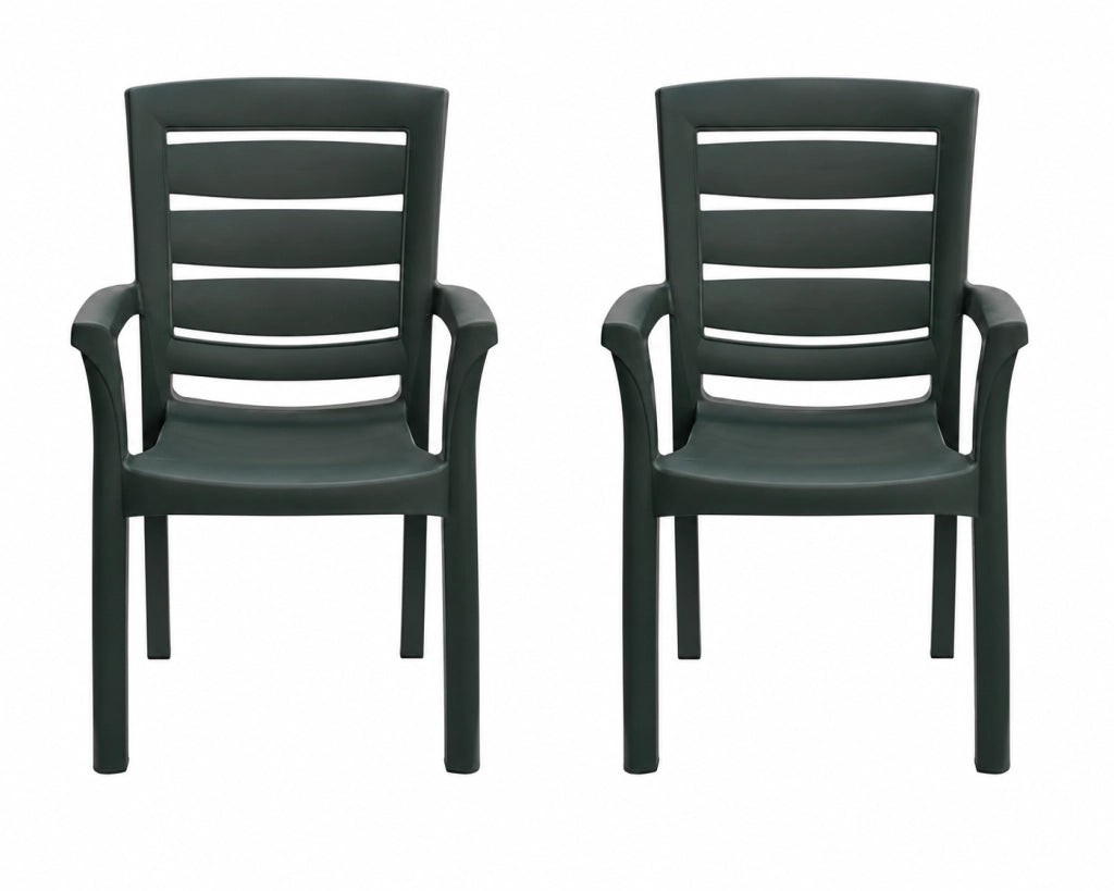 Maxi Amazon, Set 2 Poltrone da Esterno, Polipropilene, 59×64×90 cm, Impilabili Antracite
