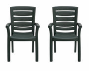 Maxi Amazon, Set 2 Poltrone da Esterno, Polipropilene, 59×64×90 cm, Impilabili Antracite