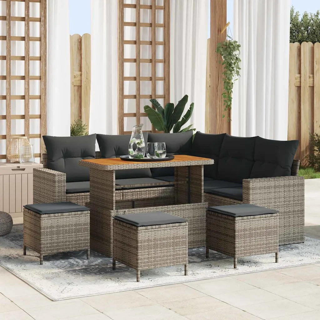 Set Divano da Giardino con cuscino 10 pcs Grigio polyrattan 3363573
