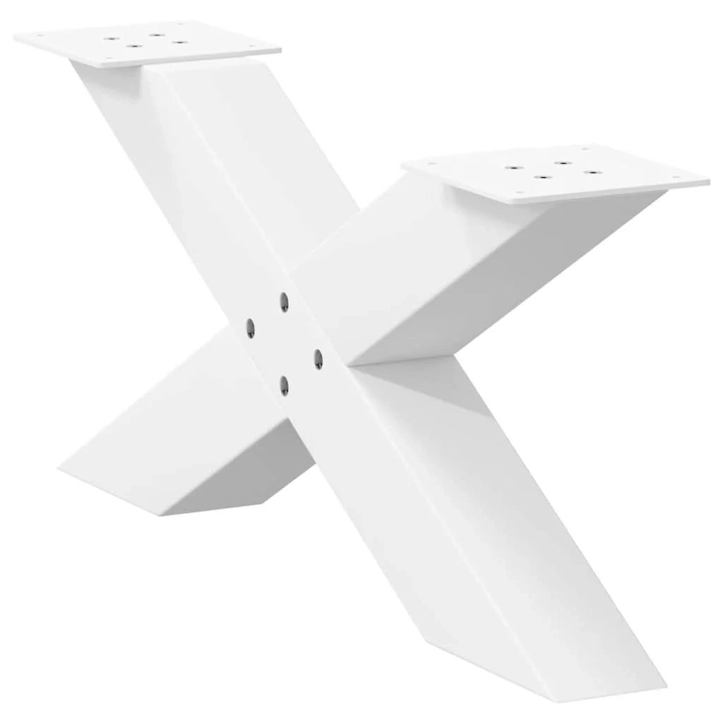 Set di 2 gambe robuste per tavolino da caffè a forma di X 70 x 31 cm con piedini livellatori stile moderno acciaio bianco 02_0057217