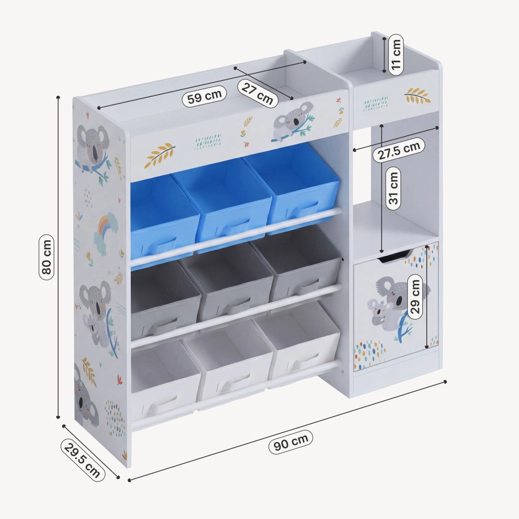 Scaffale per Cameretta Søndreland con 9 Scatole Pieghevoli 80x90x30 cm Design Koala [en.casa]