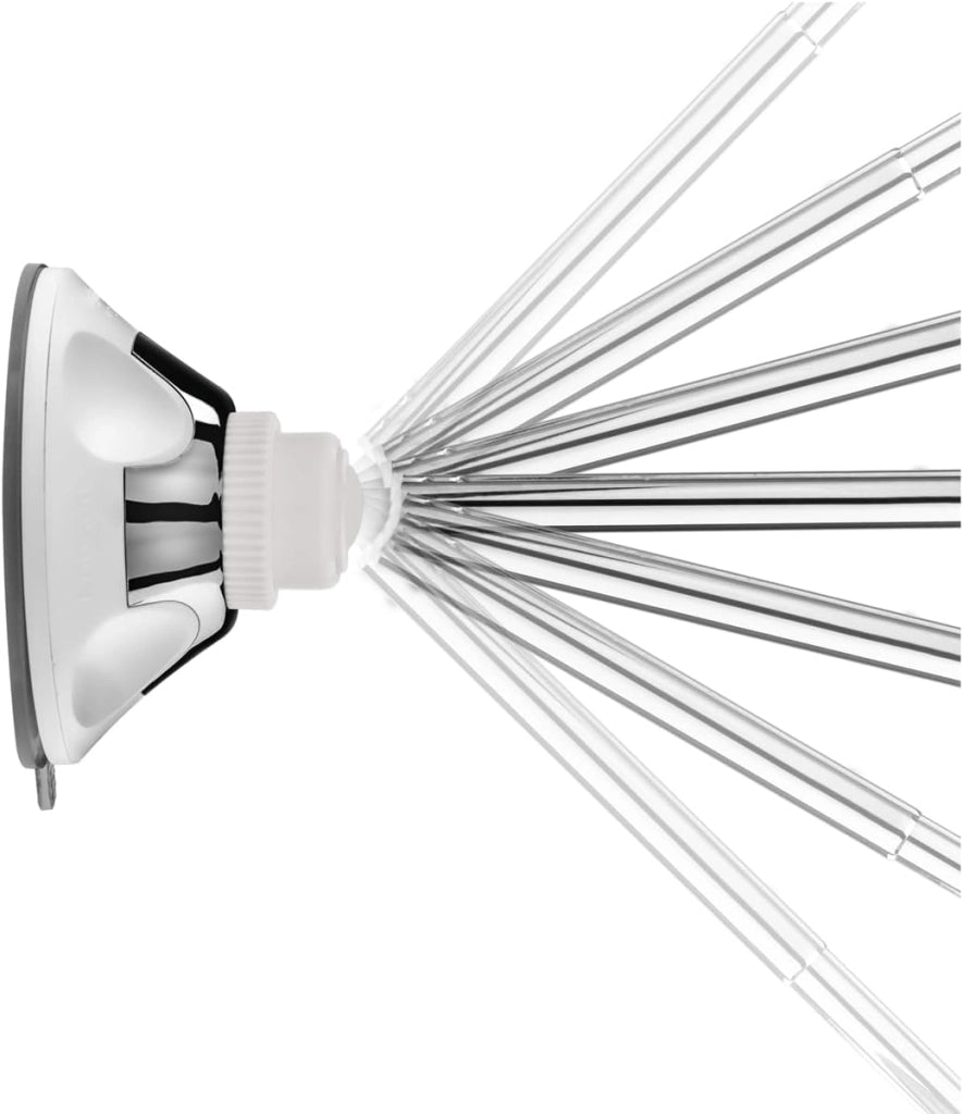 Macom, specchio cosmetico con asta telescopica brevettata, doppio snodo, ingrandimento 10x, 18 luci led e ventosa a ghiera orientabile a 360°, salvaspazio, sensation 229 new perfect mirror