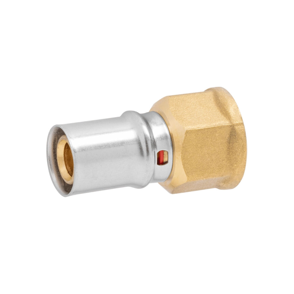 RACCORDO DIRITTO FEMMINA A PRESSARE PER TUBO MULTISTRATO MODELLO AP102 - 1/2 ø20X2  - APE