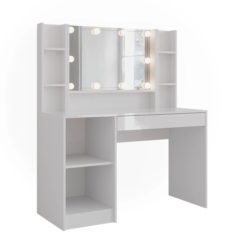 Vicco Tavolo da toeletta Bianco/bianco lucido 119.8 cm 8 parti