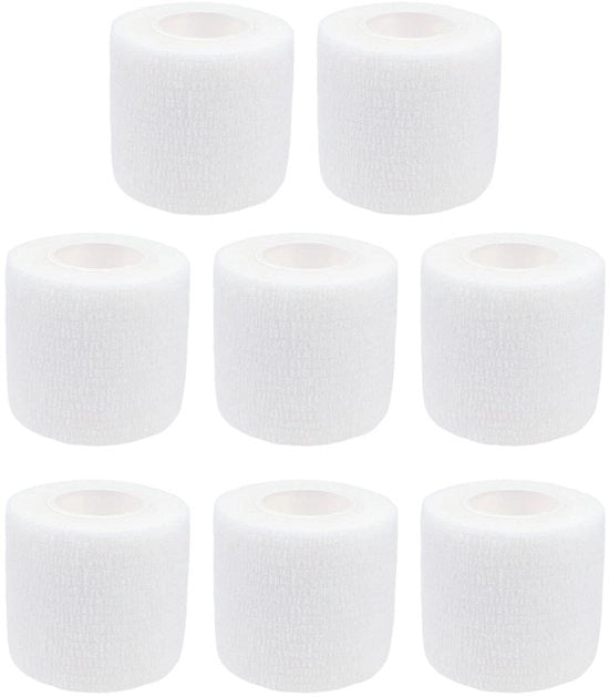 Bende di Emergenza 8 Pezzi - Bende Autoadesive - Benda per Dita/Ponda - Benda per Animali - Adatta per Calcio/Rugby - 5 cm x 450 cm - Benda di Emergenza