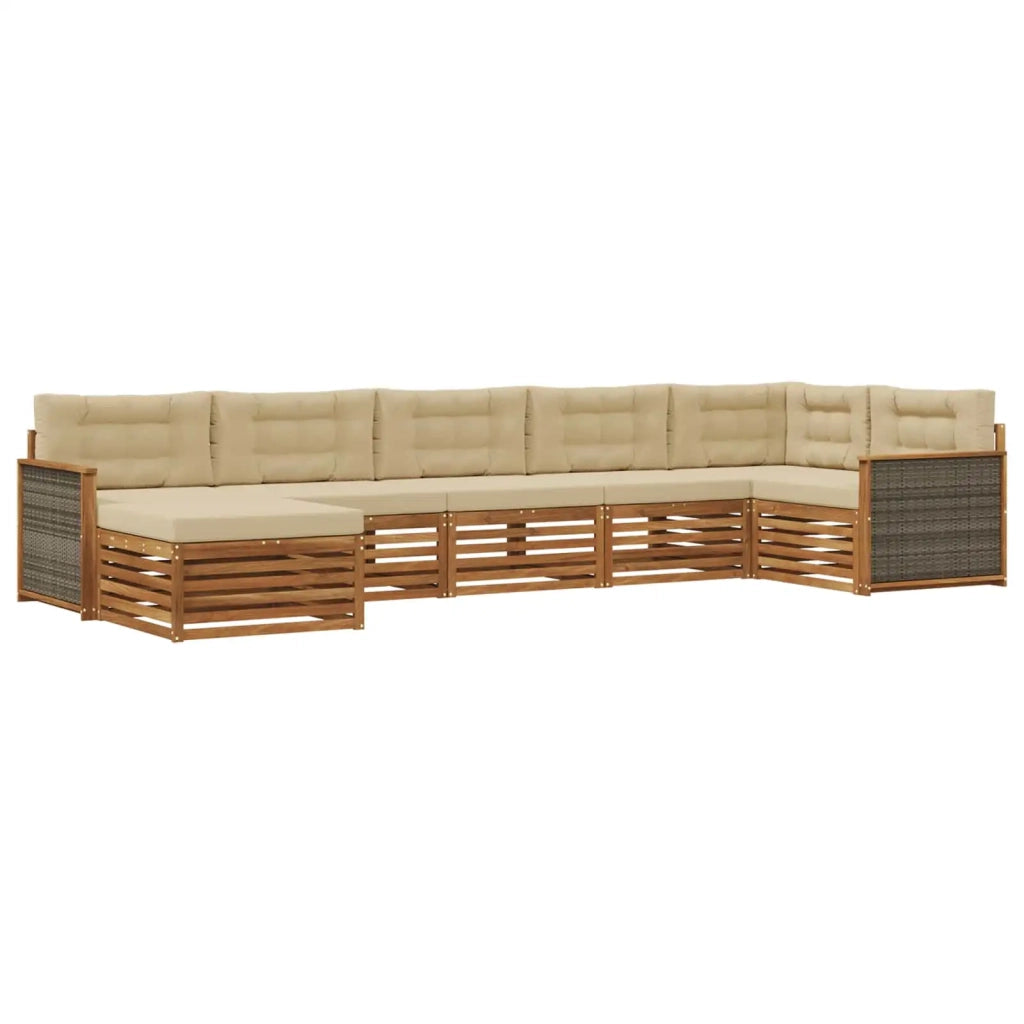 Set di divani da esterno 7 pz Naturale e Beige 3383621