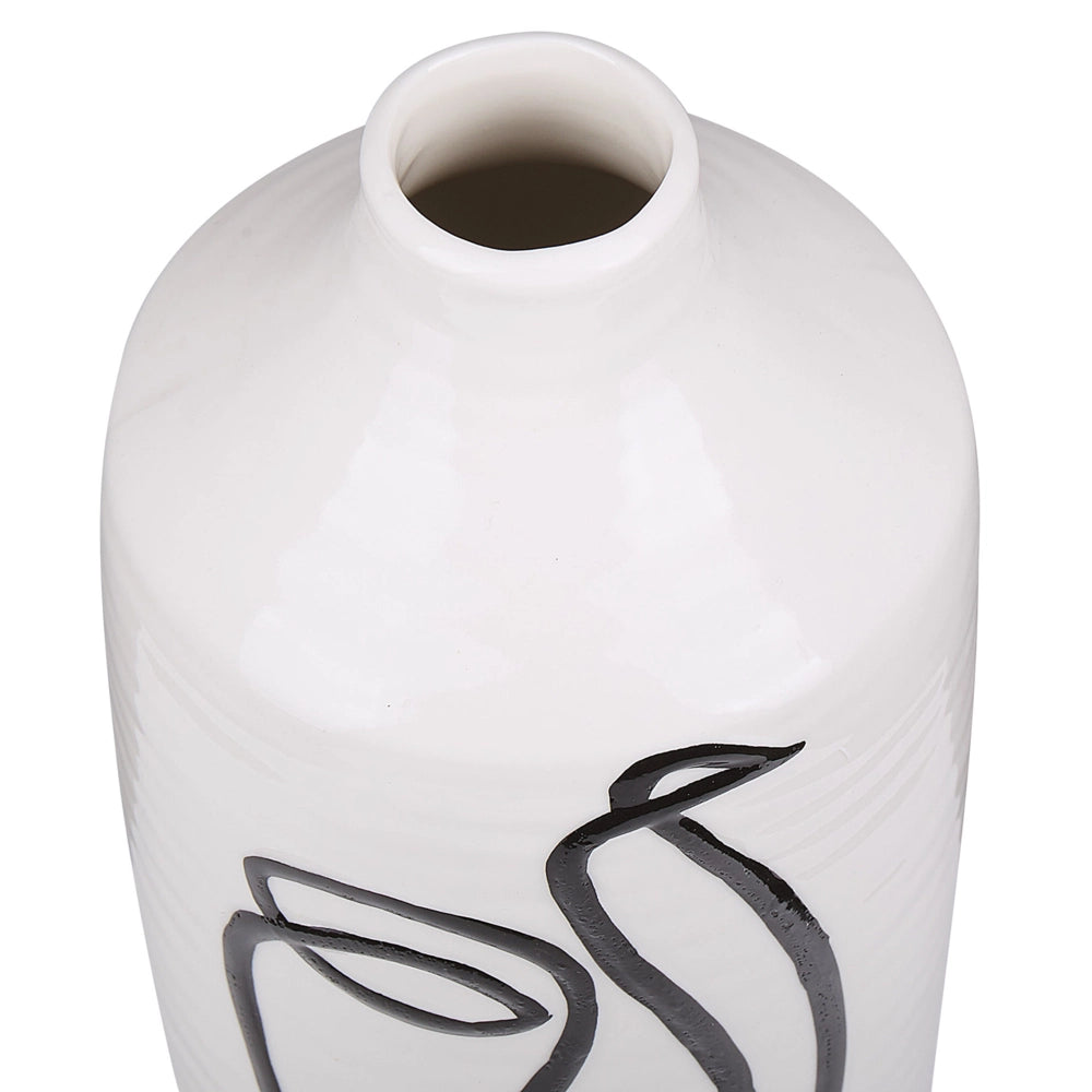 Vaso per fiori in gres porcellanato bianco con motivo viso accessorio decorativo per la casa