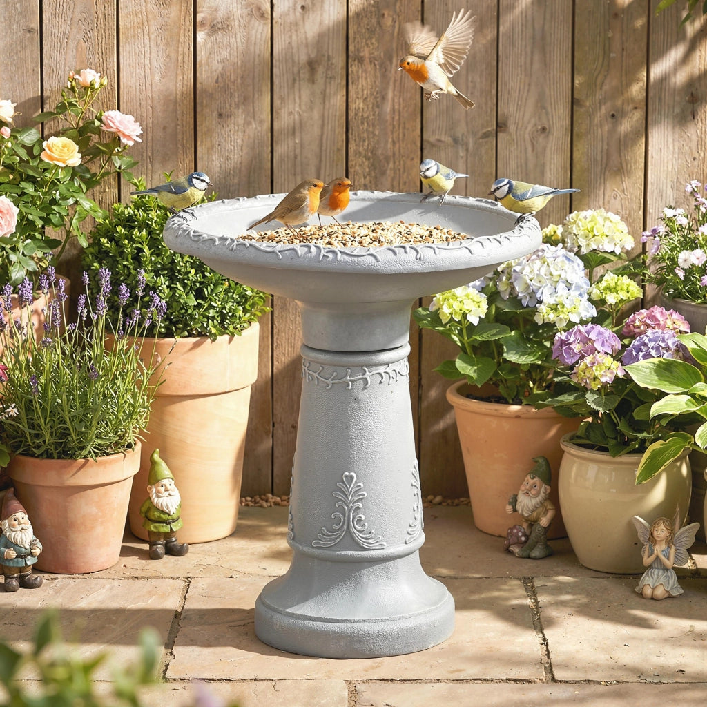 Vasca per uccelli in resina per esterno ¨C zephmum ¨C Grigio, 51 cm