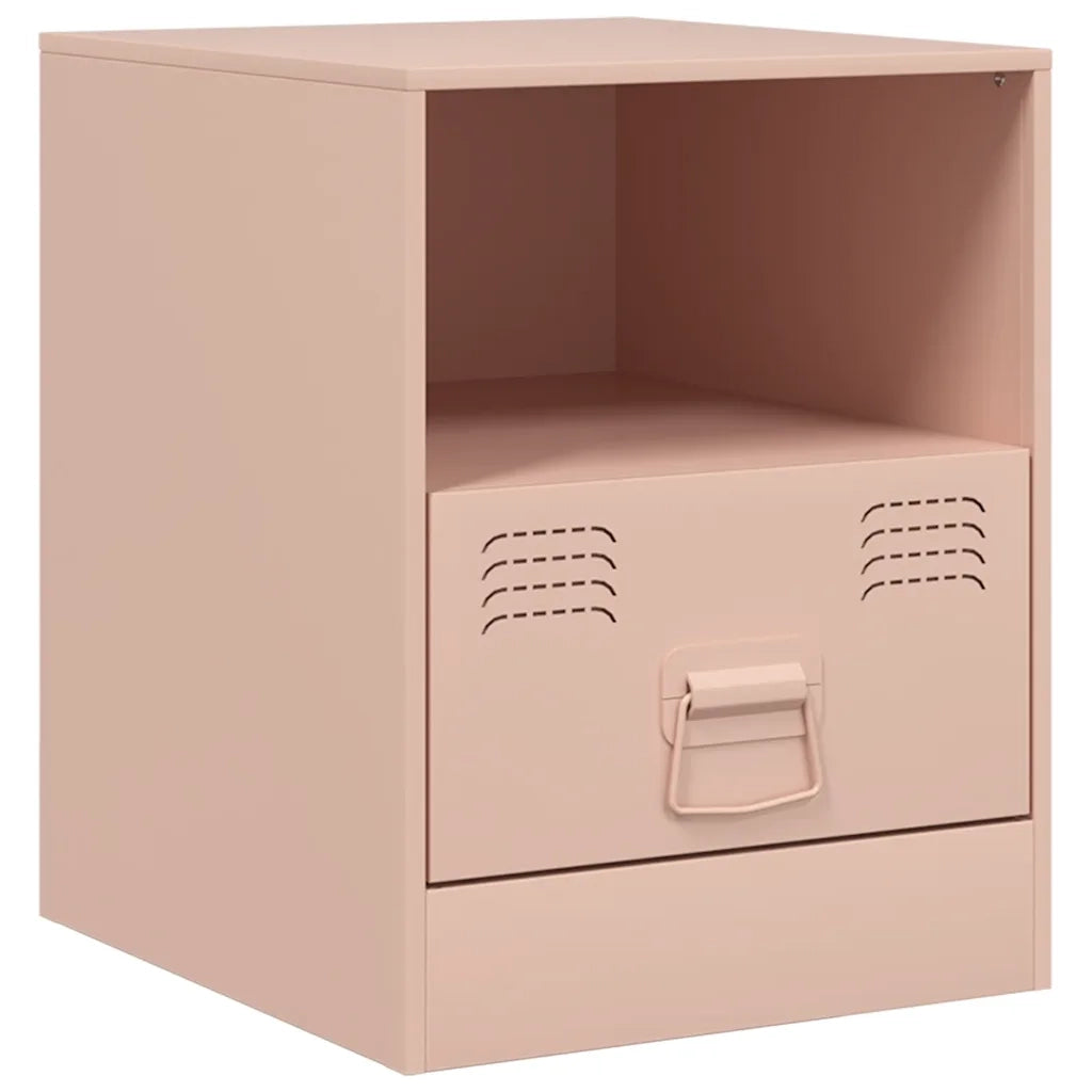 Set di 2 Comodini | Armadio da Notte | Mobiletto da notte Rosa 34,5x39x44 cm in Acciaio