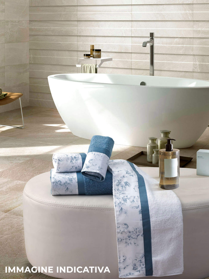 Set Spugna 4 Pezzi Asciugamani Viso + Ospite con Balza Garrini Samantha Rosa