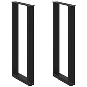 Set di 2 gambe per tavolo consolle a forma di U 38 x 73 cm con piedini regolabili design moderno acciaio nero 02_0057412