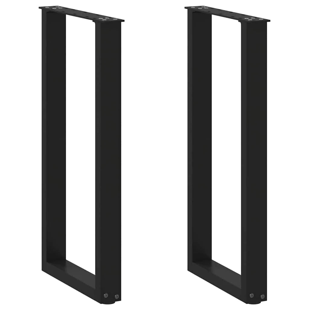 Set di 2 gambe per tavolo consolle a forma di U 38 x 73 cm con piedini regolabili design moderno acciaio nero 02_0057412