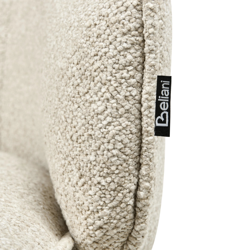 Poltrona beige chiaro Boucle Teddy rivestita in tessuto morbido nero, gambe nere, salotto industriale