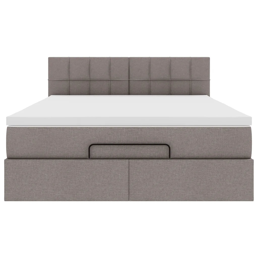Pouf Letto con Materasso e LED Tortora 140x200 cm in Tessuto 3312316