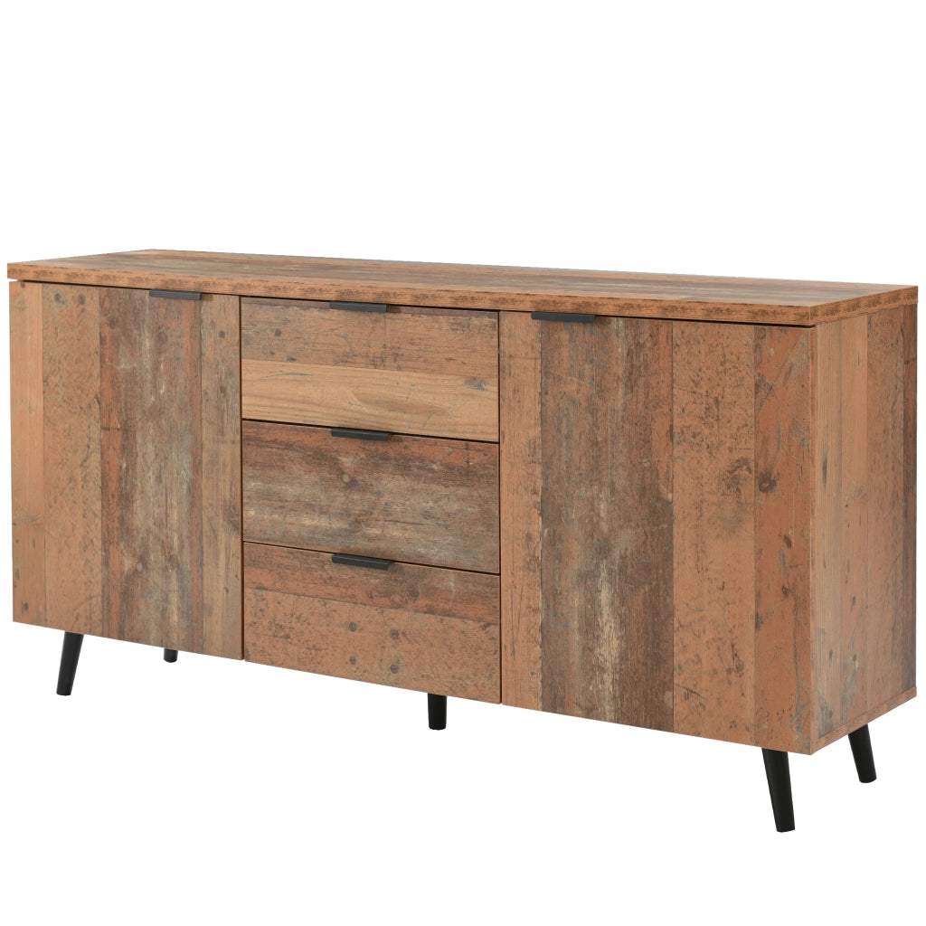 Mobile TV con 3 cassetti e ripiani regolabili; per soggiorno; in truciolare; 140×35×70 cm; marrone