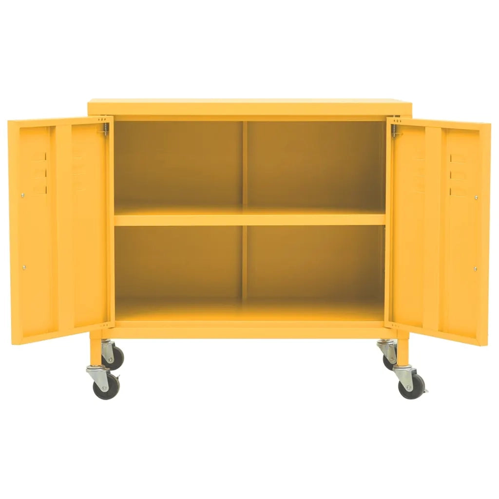 Mobile contenitore mobile con ripiano regolabile 60 x 35 x 56 cm acciaio color giallo senape 02_0046896