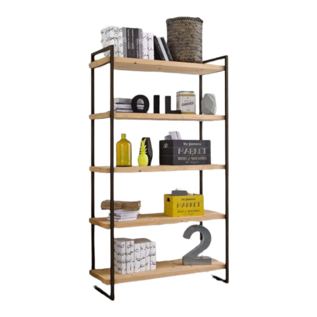 Libreria industrial cortina in legno massello di abete 120x45x205 - Mobili 2G