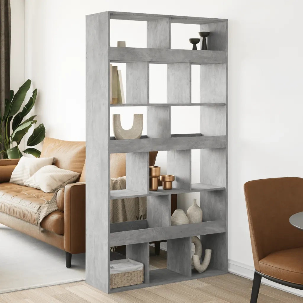Libreria-Scaffale per Libri-Mobile di Stoccaggio Grigio Cemento 100x33x187,5 cm in Truciolato 821243