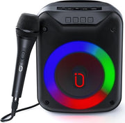 Impianto karaoke con microfoni per bambini e adulti - diffusore Bluetooth portatile con illuminazione LED - ideale per feste e riunioni con sistema PA subwoofer