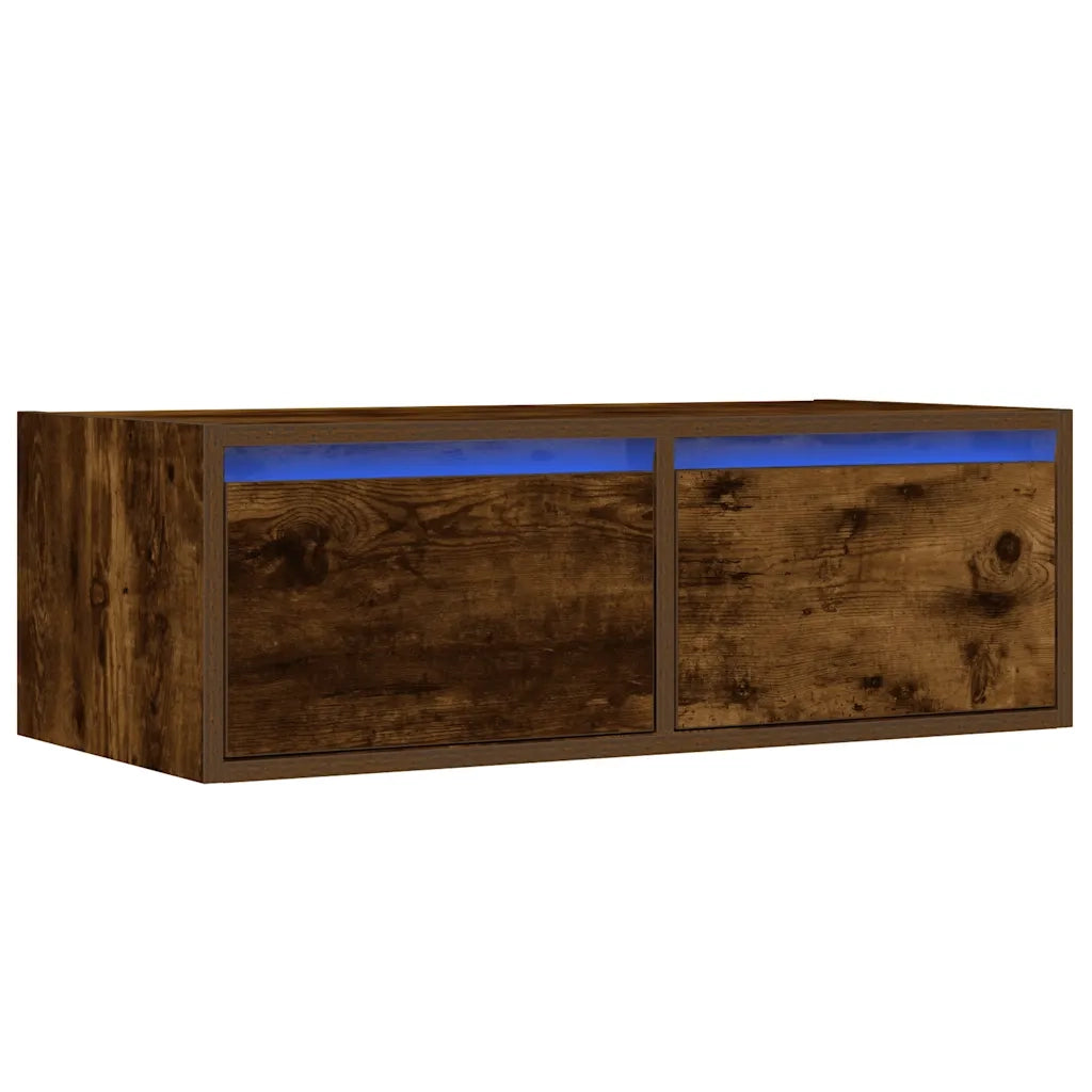 Mobile Porta TV con Luci LED Rovere Fumo 75x35,5x25 cm 860233