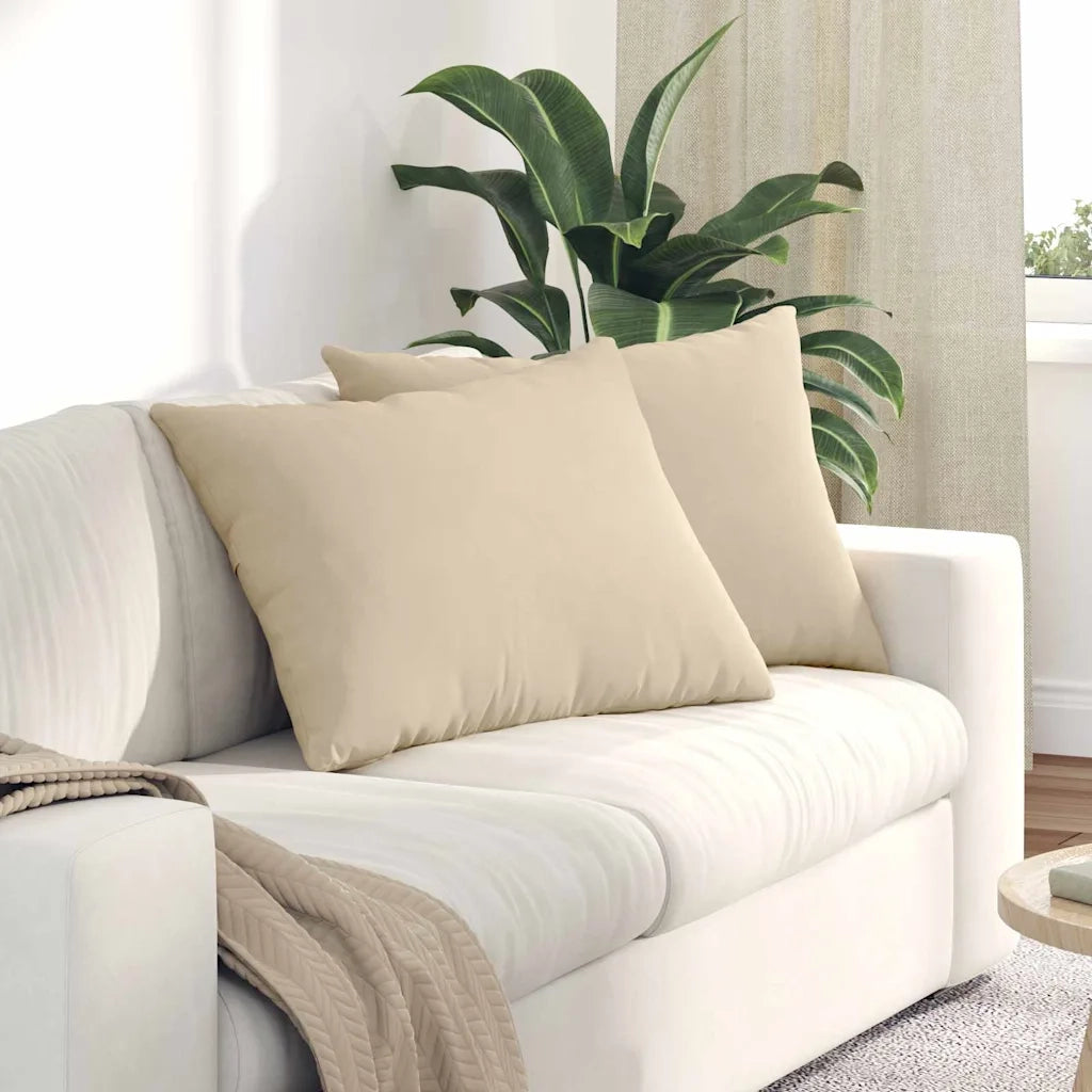 Cuscini da Divano 2 pz | Cuscini per sedie Crema 70 x 50 cm Tessuto