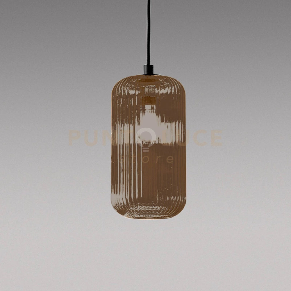 RAIKA V/G - VETRO SOFFIATO AMBRA CON DECORAZIONE COSTE VERTICALI D.15,3CM