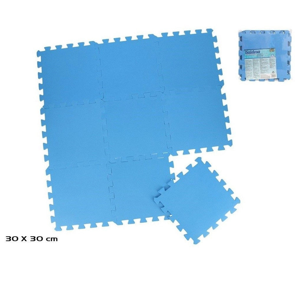 Trade Shop - Set 9 Pz Piastrella Blu 30x30x1 Cm Morbido Puzzle Eva Piscina Protezione 980180 -