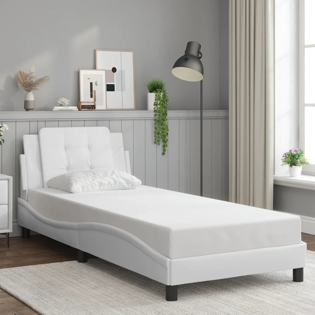 Giroletto senza Materasso-Struttura Letto Zadar Bianco 100x200 cm in Similpelle 788263