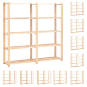 Scaffali a 5 Livelli 10 pz 170x38x170cm in Massello Pino 500 kg cod mxl 50872