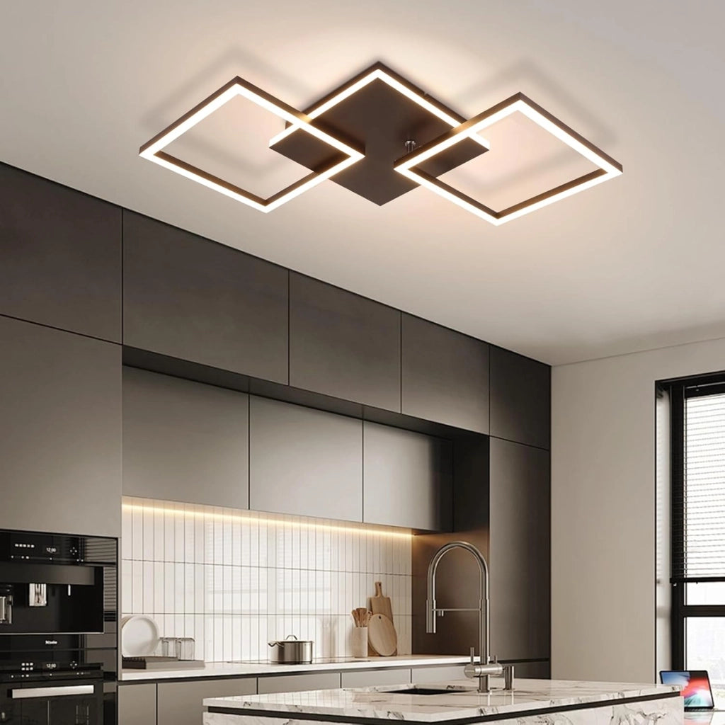 ZMH Lampada da soffitto plafoniera LED moderna nera 3000-6500K per soggiorno cucina ufficio