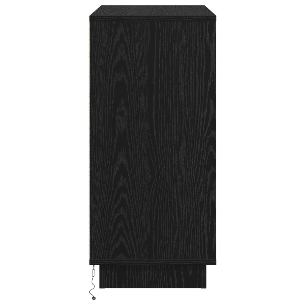 Mobile con LED Rovere Nero 71x34,5x75 cm Legno ingegnerizzato