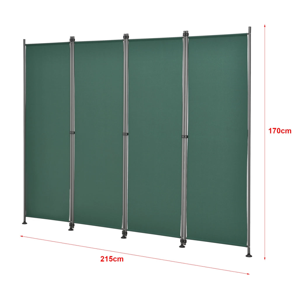 Paravento Modica a 4 Pannelli Parete Divisorio con Struttura Pieghevole (AxL) 170x215 cm - Verde Scuro pro.tec