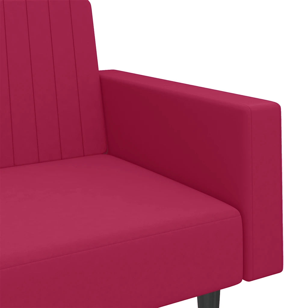 Divano Letto a 2 Posti Rosso Vino in Velluto 375942