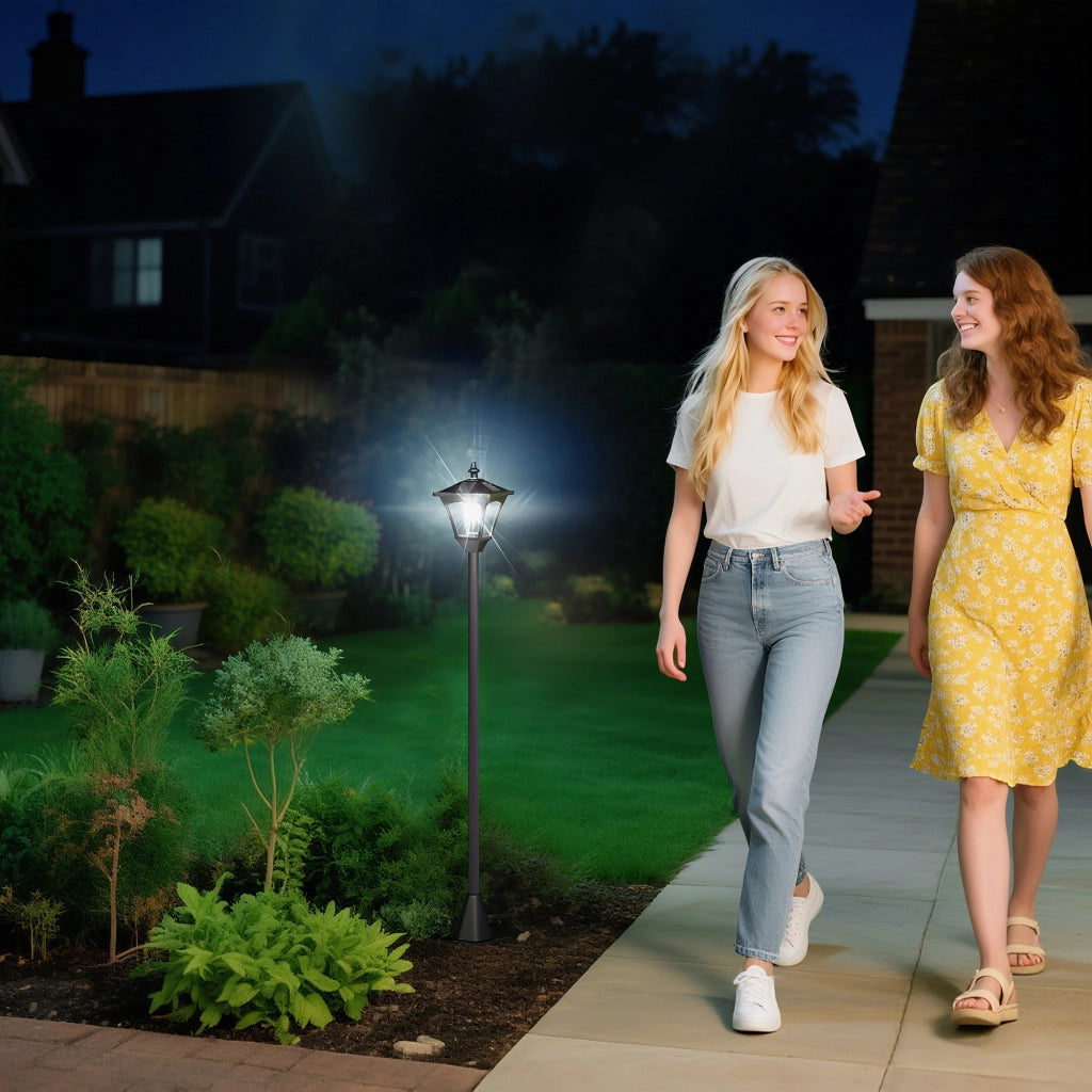 EasyComfort Lampada da Giardino a LED a Energia Solare Impermeabile IP44, 15x15x177 cm, Nero