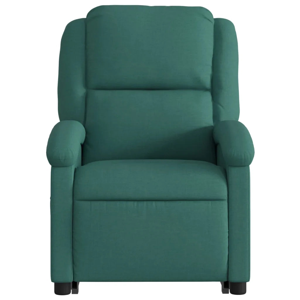 vidaXL Poltrona Alzapersona Reclinabile Verde Scuro in Tessuto