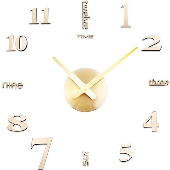Oggetto Decorativo Muto per Parete con Orologio 3D in Metallo Stile Moderno per Grande Cucina, Camera da Letto, Ufficio, Hotel.