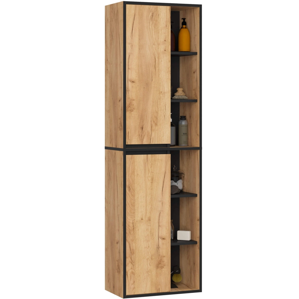 Set di mobili da bagno sospesi VAMI in Rovere Craft con colore interno Nero