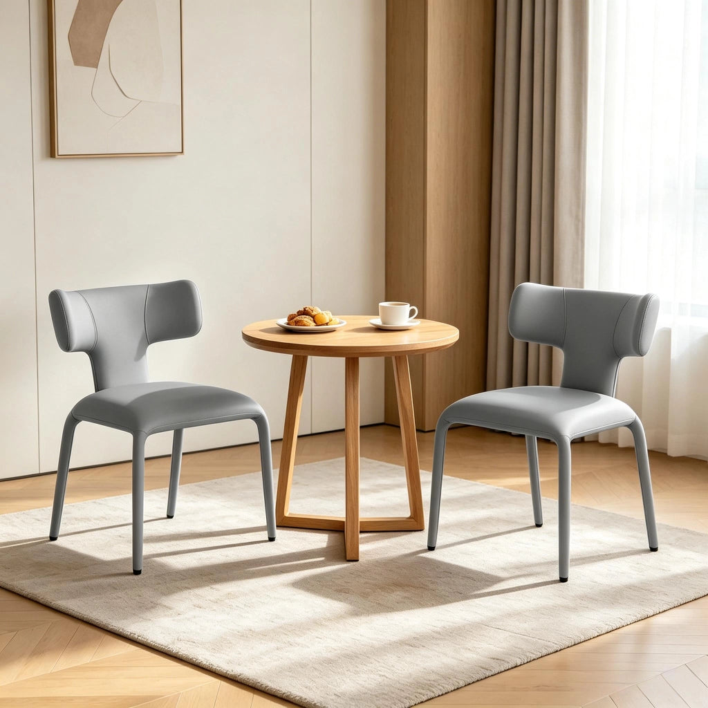 SEDIA Set da 2 pezzi 53x53x78 cm Similpelle Grigia con rotelle
