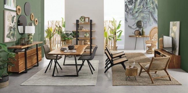 Paravento in Legno Mungur Naturale con Rami Decorativi - INGRID