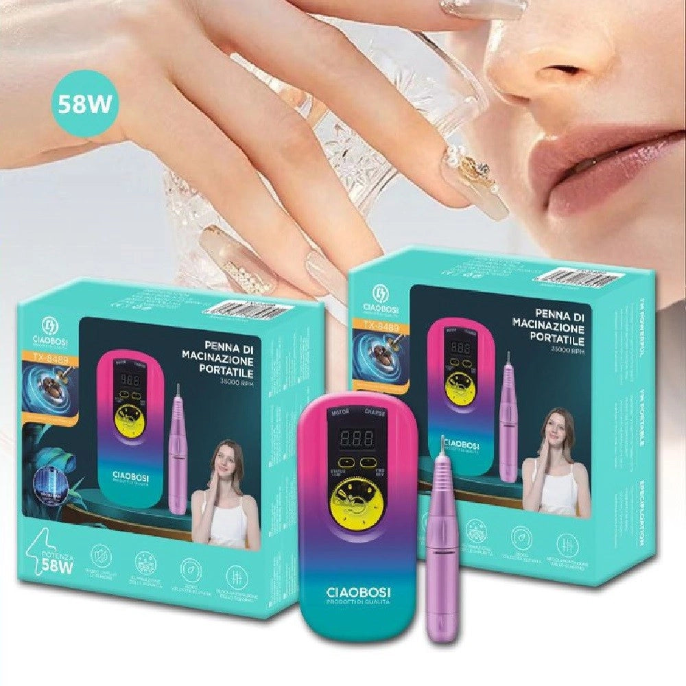 Trade Shop - Fresa Unghie Portatile 35000giri Ricaricabile Manicure Pedicure Nail 58w Tx-8489 -
