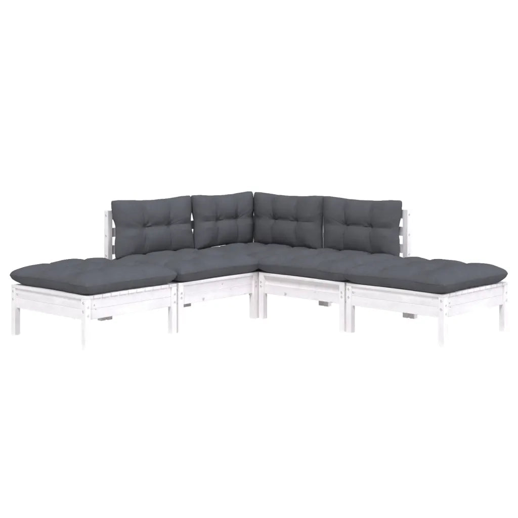Set Divani da Giardino 5 pz con Cuscini Legno Massello di Pino 3096311