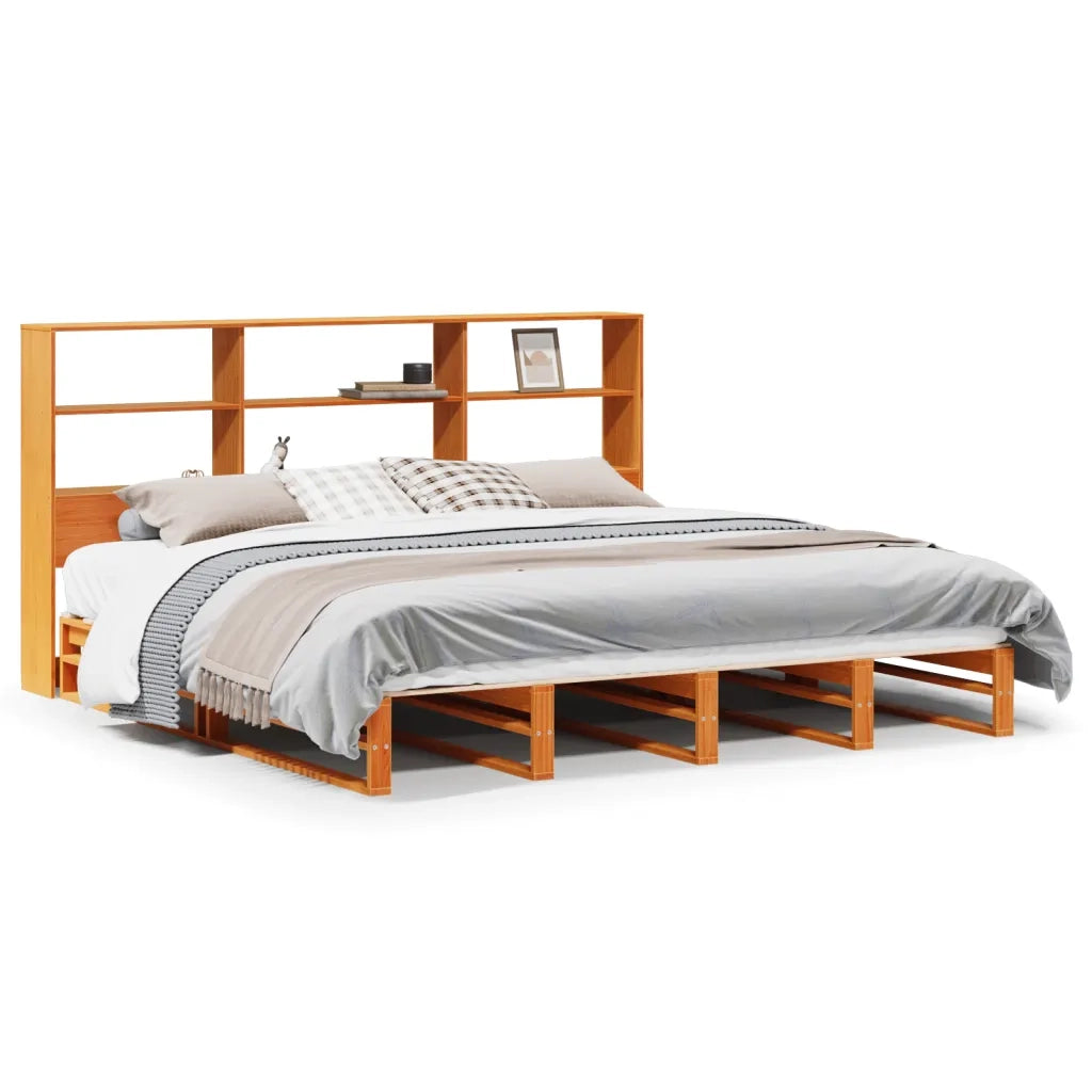 Letto Libreria senza Materasso Marrone Cera 200x200 cm Legno 3323934