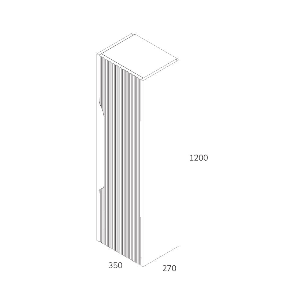Colonna bagno sospesa Soho colore azzurro opaco effetto cannettato 35x30x120H