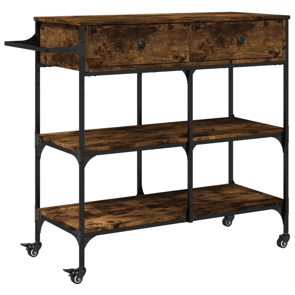 Carrello da Cucina Rovere Fumo 105x42x95 cm Legno Multistratocod mxl 89857