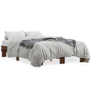 Letto matrimoniale | Letto per adulti | Giroletto Rovere Fumo 120x200 cm in Legno Multistrato Metallo